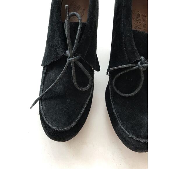 Nine West Suede Snow Drift Lug Sole Lace Up Booties Black - Picture 8 of 12